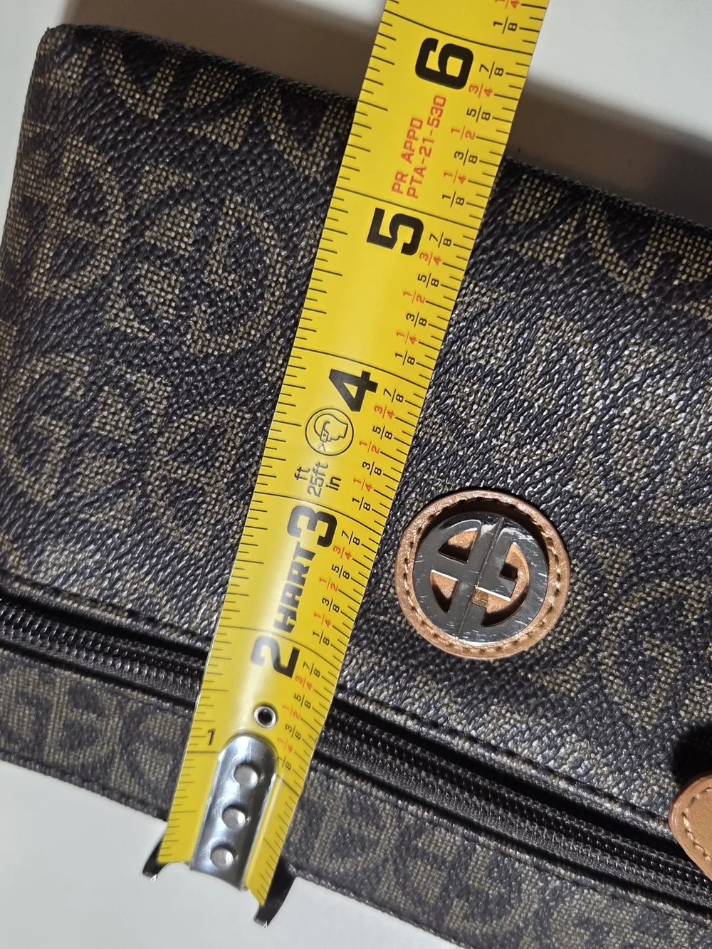 Giani Bernini Brown Monogram Wristlet with Tan Trim